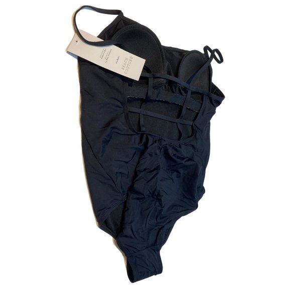 NWT Beach Couture Black Tank One-Piece Swimsuit - Picture 2 of 6
